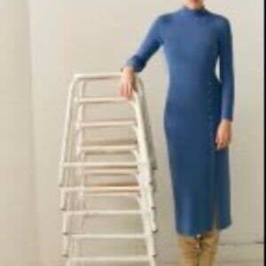 Sezane Harper Knit Maxi Dress in Vintage Blue, Size XL, Like New